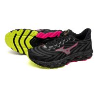 MIZUNO WAVE SKY 8 BLACK SILVER ET PINK Chaussures de running pas cher