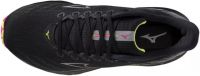 MIZUNO WAVE RIDER 28 BLACK SILVER ET SUNNY LIME Chaussures de running pas cher