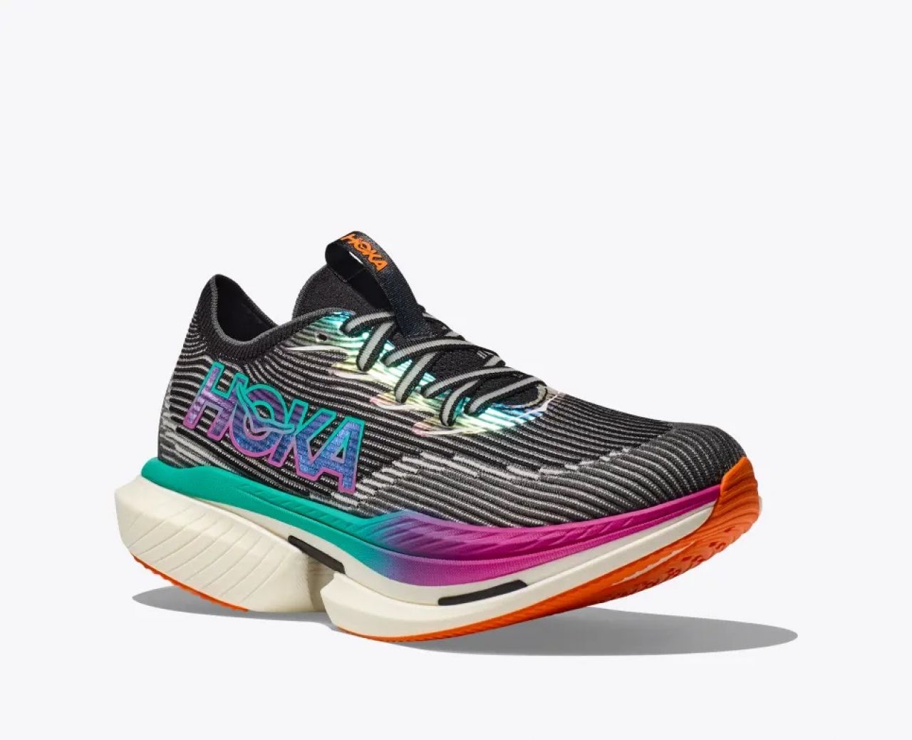 HOKA CIELO X1 BLACK ET ELECTRIC AQUA Chaussures avec plaque carbone