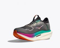 HOKA CIELO X1 BLACK ET ELECTRIC AQUA Chaussures avec plaque carbone pas cher