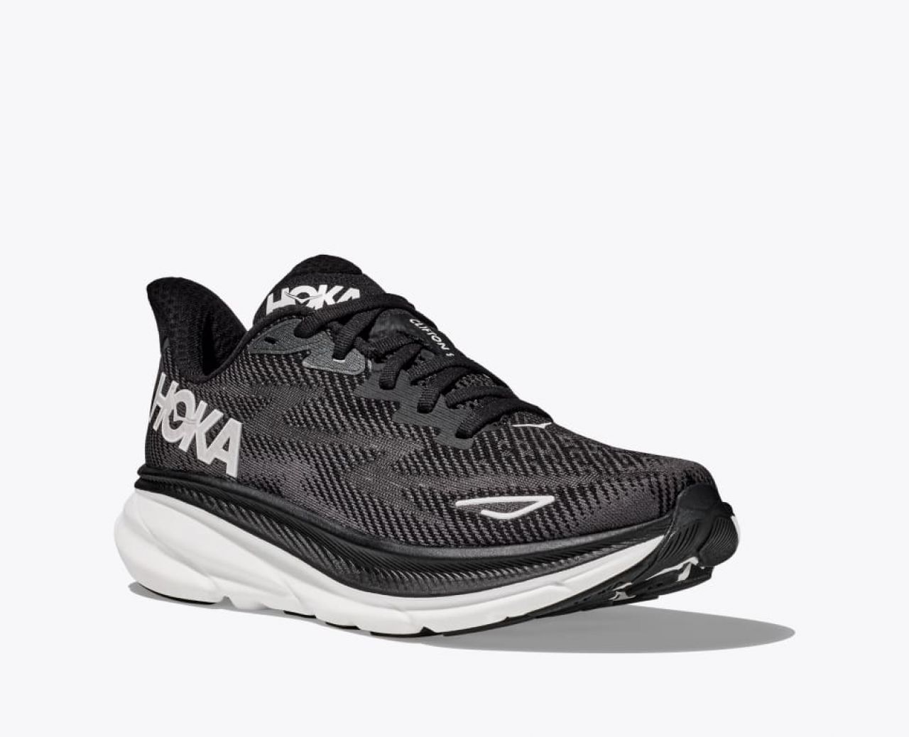 HOKA CLIFTON 9 BLACK ET WHITE Chaussures de running