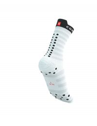 COMPRESSPORT PRO RACING SOCKS V4.0 ULTRALIGHT RUN WHITE ET FLUO RED Chaussettes running pas cher