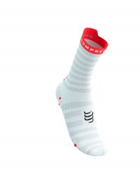 COMPRESSPORT PRO RACING SOCKS V4.0 ULTRALIGHT RUN WHITE ET FLUO RED Chaussettes running pas cher
