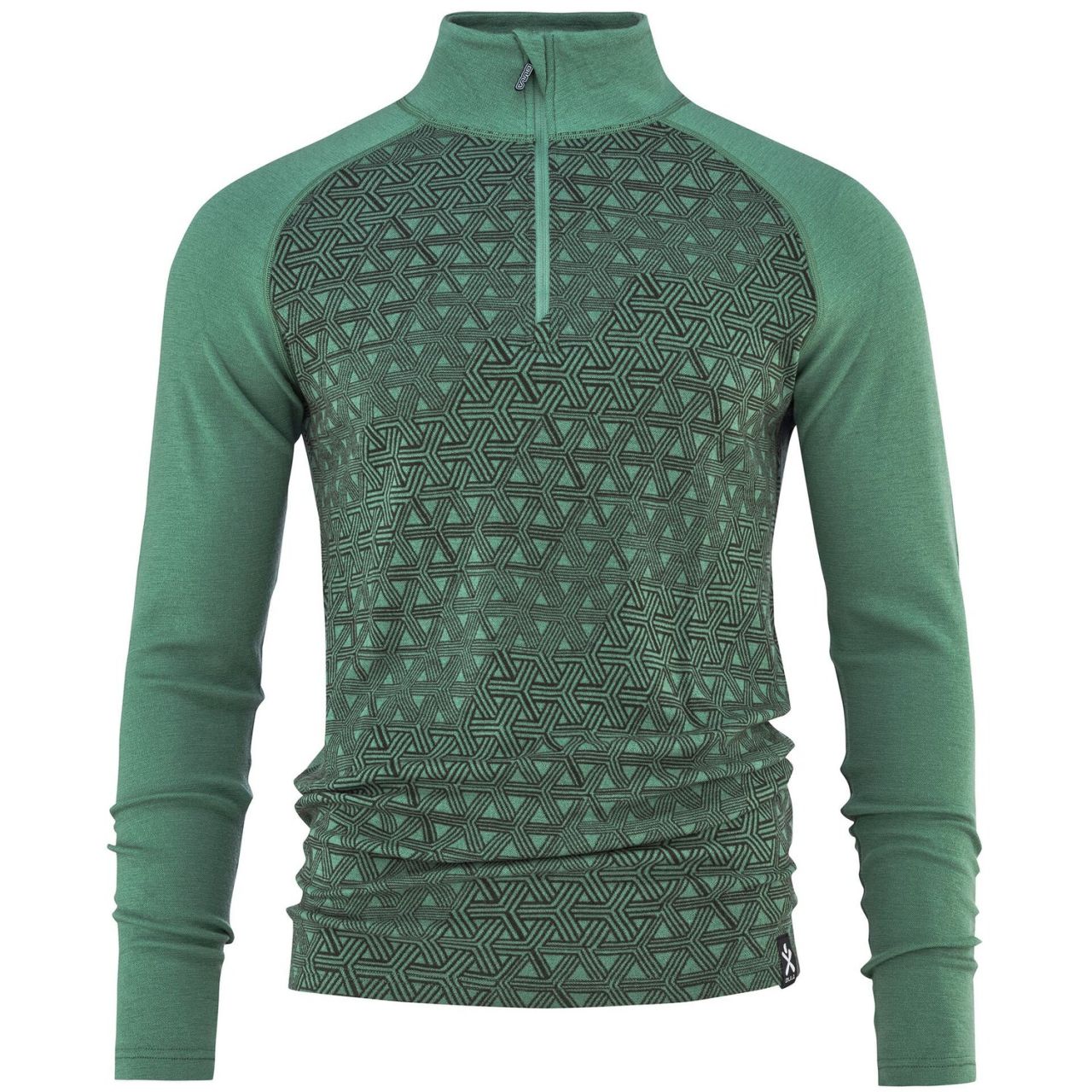BULA GEO MERINO WOOL HALFZIP IVY Sous vetement technique en laine merinos
