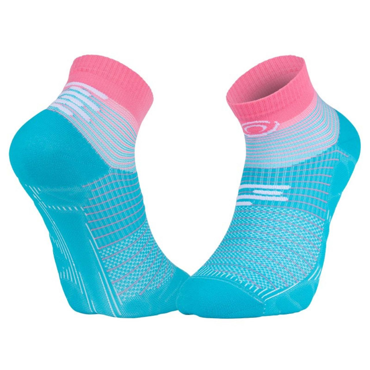 BV SPORT SOQUETTE LIGHT RUN MARATHON 2 TURQUOISE ET ROSE Chaussettes de running