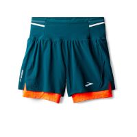 BROOKS SHORT HIGH POINT 5 POUCES 2 EN 1 DEAP SEA ET FLAME Short trail brooks