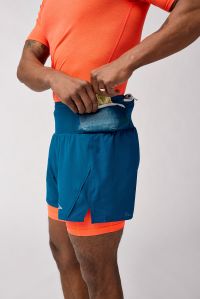 BROOKS SHORT HIGH POINT 5 POUCES 2 EN 1 DEAP SEA ET FLAME Short trail brooks pas cher