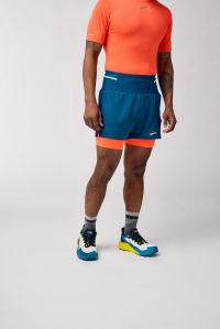 BROOKS SHORT HIGH POINT 5 POUCES 2 EN 1 DEAP SEA ET FLAME Short trail brooks pas cher