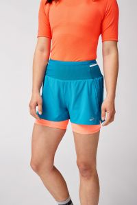 BROOKS SHORT HIGH POINT 3 POUCES 2 EN 1 CELESTIAL ET NEO EMBER Short trail brooks pas cher