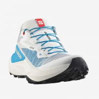 SALOMON GENESIS WHITE ET TRANSCEND BLUE Chaussures de trail pas cher