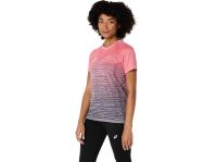ASICS SEAMLESS SS TOP CORAL REET ET GREYUISH PURPLE  Tee shirt Running pas cher