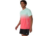ASICS SEAMLESS SS TOP CORAL REET ET OASIS GREEN Tee shirt Running pas cher