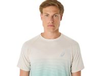 ASICS SEAMLESS SS TOP BIRCH ET OASIS GREEN Tee shirt Running pas cher