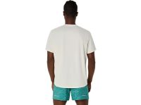 ASICS FUJITRAIL LOGO SS TOP BIRCH ET WHITE SAGE Tee shirt Running pas cher