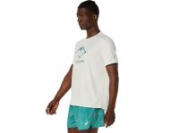 ASICS FUJITRAIL LOGO SS TOP BIRCH ET WHITE SAGE Tee shirt Running pas cher