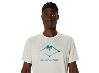 ASICS FUJITRAIL LOGO SS TOP BIRCH ET WHITE SAGE Tee shirt Running pas cher