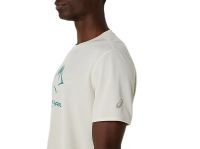 ASICS FUJITRAIL LOGO SS TOP BIRCH ET WHITE SAGE Tee shirt Running pas cher