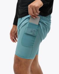 HOKA M GLIDE 7 SHORT 2IN1 MOUNTAIN FOG   Short Running pas cher