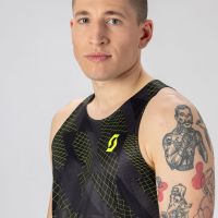 SCOTT TANK MENS RC RUN NOIR ET JAUNE Débardeur running pas cher