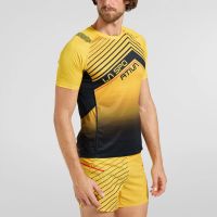 LA SPORTIVA WAVE TEE SHIRT  BLACK ET YELLOW Tee shirt running pas cher
