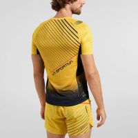 LA SPORTIVA WAVE TEE SHIRT  BLACK ET YELLOW Tee shirt running pas cher