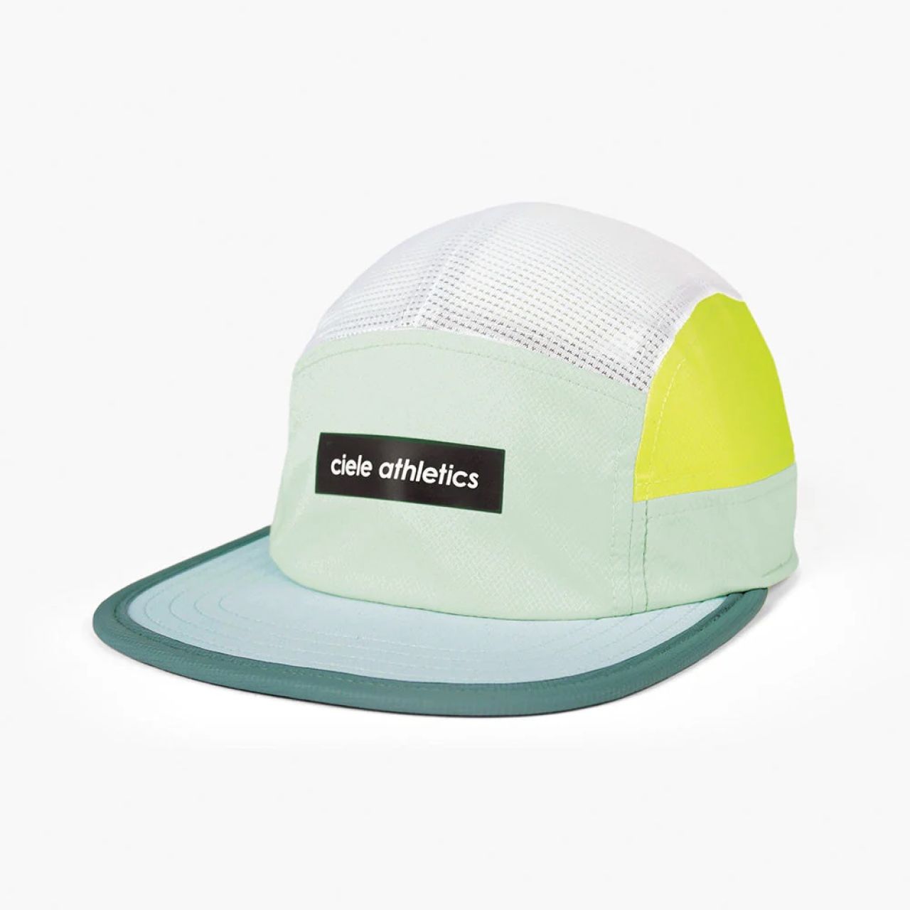 CIELE GOCAP FIELD ICONIC BAR DUSTY TURQUOISE ET WHITE Casquette running
