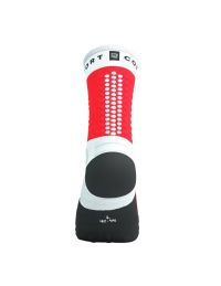 COMPRESSPORT ULTRA TRAIL SOCKS V2 WHITE ET FLUO RED Chaussettes running pas cher