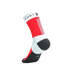COMPRESSPORT ULTRA TRAIL SOCKS V2 WHITE ET FLUO RED Chaussettes running pas cher