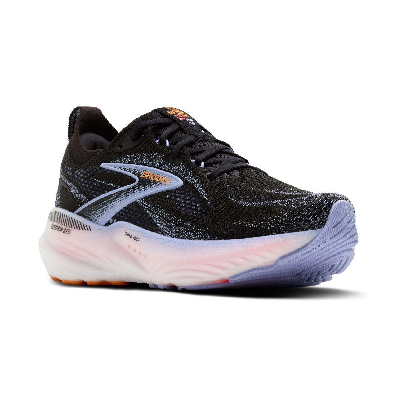 BROOKS GLYCERIN 22 GTS BLACK,BLUE HERON ET ORANGE  Chaussures de running