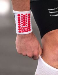 COMPRESSPORT SWEATBANDS 3D DOTS WHITE ET RED  Poignet éponge pas cher