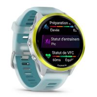 GARMIN FORERUNNER 570 ALUINIUM JAUNE AVEC BRACELET BLANC TRANSLUCIDE ET TURQUOISE  47mm pas cher
