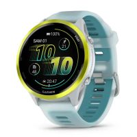GARMIN FORERUNNER 570 ALUINIUM JAUNE AVEC BRACELET BLANC TRANSLUCIDE ET TURQUOISE  47mm pas cher