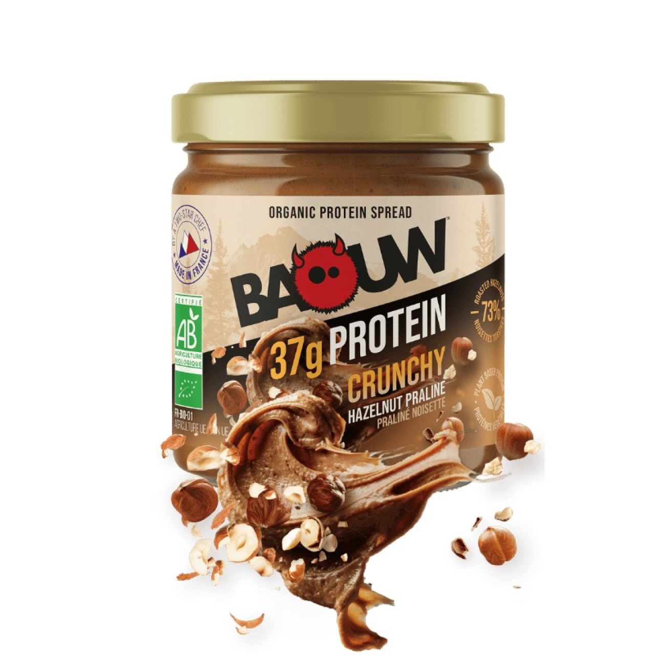 BAOUW PATE A TARTINER PROTEINEE CRUNCHY PRALINE ET NOISETTES 200g pâte à tartiner