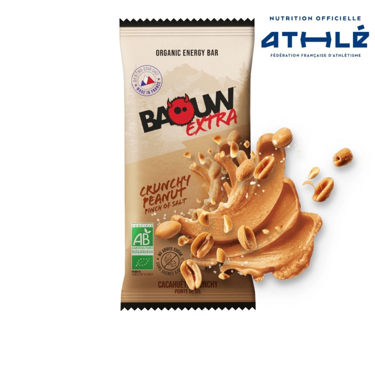 BAOUW BARRE EXTRA CRUNCHY PEANUT ET POINTE DE SEL Barre energetique