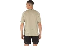ASICS FUJITRAIL ELITE SS TOP KHAKI ET MANTLE GREEN Tee shirt Running pas cher