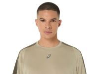 ASICS FUJITRAIL ELITE SS TOP KHAKI ET MANTLE GREEN Tee shirt Running pas cher