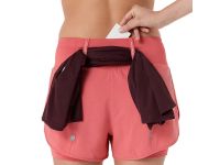 ASICS ROAD 2-N-1 3.5IN SHORT WOMEN DARK PINK CLAY Short Running pas cher