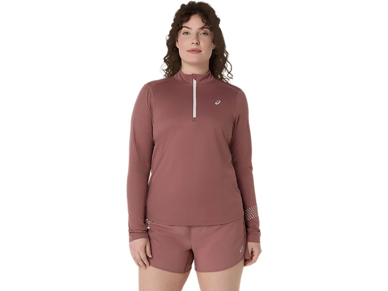 ASICS ICON DEMI ZIP LS TOP RUBBLE RED Running