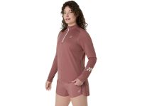 ASICS ICON DEMI ZIP LS TOP RUBBLE RED Running pas cher