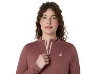 ASICS ICON DEMI ZIP LS TOP RUBBLE RED Running pas cher