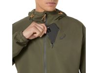 ASICS FUJITRAIL ELITE WATERPROOF JACKET MANTLE GREEN Tee shirt Running pas cher