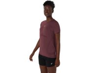 ASICS ROAD SEAMLESS SS TOP DARK CURRANT Tee shirt  running pas cher