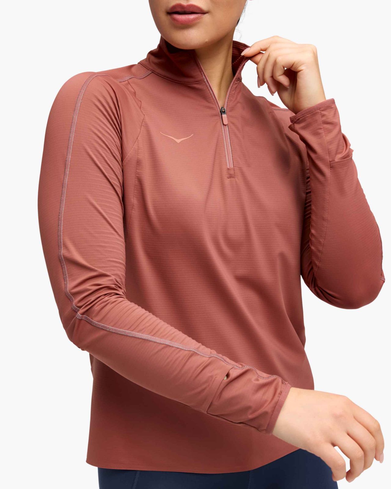 HOKA GLIDETECH QUARTER ZIP ROUGE Maillot de Running