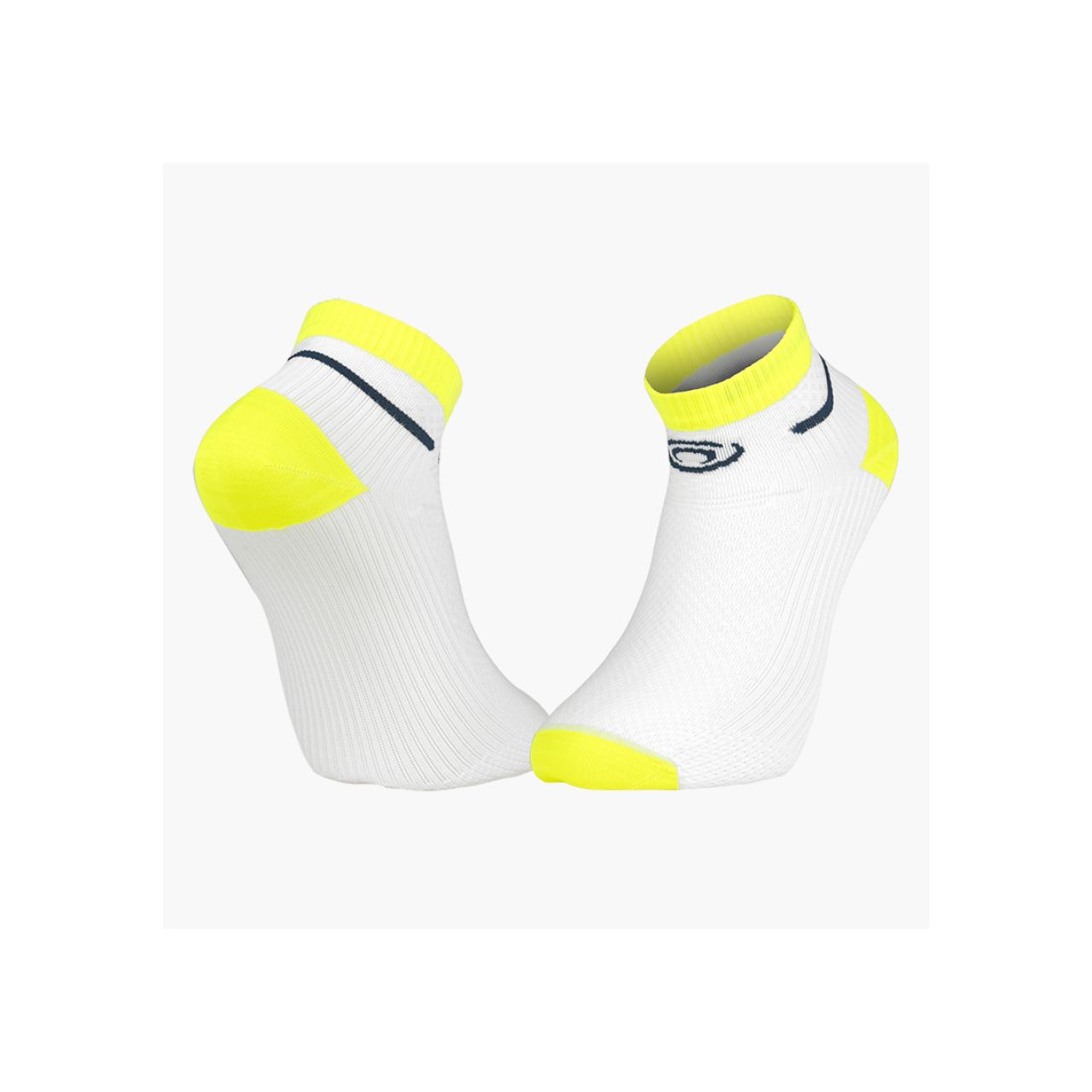 BV SPORT SOQUETTES LIGHT RUN BLANCHE ET JAUNE FLUO Chaussettes de running