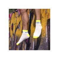 BV SPORT SOQUETTES LIGHT RUN BLANCHE ET JAUNE FLUO Chaussettes de running pas cher