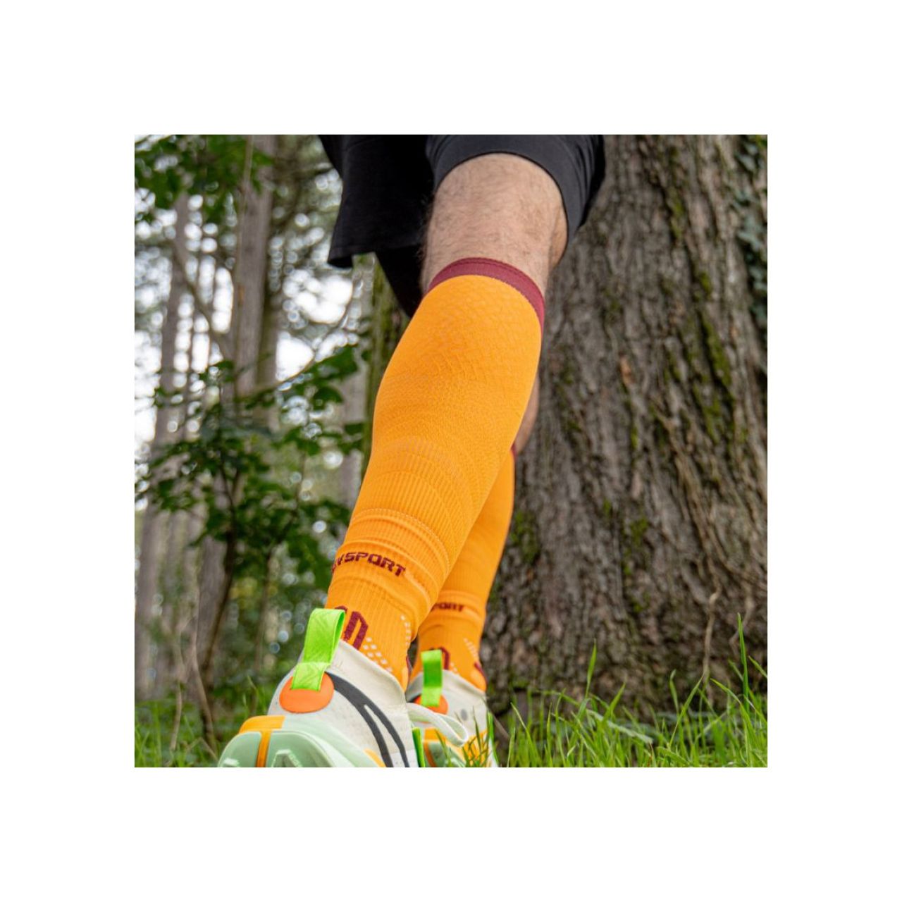 BV Sport Booster Elite EVO2 - Manchons De Compression Pour Mollets (Gris/Orange) - Réduction Vibrations & Douleurs Musculaires