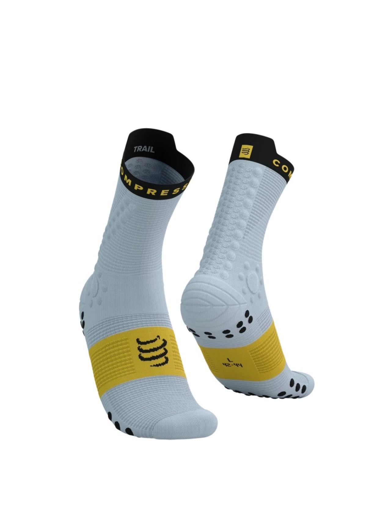 COMPRESSPORT PRO RACING SOCKS V4.0 GREY DAWN ET CEYLON YELLOW Chaussettes running