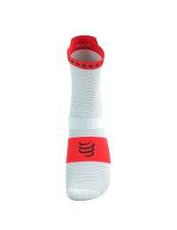 COMPRESSPORT PRO RACING SOCKS V4.0 RUN HIGH WHITE ET FLUO RED  Chaussettes running pas cher