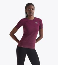DIADORA SS TEE SHIRT STRATOUNO WOMEN ROUGE BANDEROLE Tee shirt running pas cher
