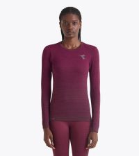 DIADORA LS TEE SHIRT STRATOUNO WOMEN ROUGE BANDEROLE Tee shirt running pas cher